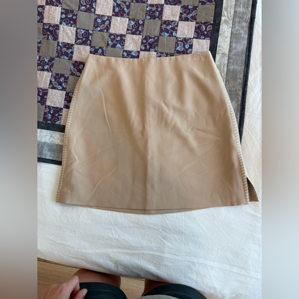 Theory Tan A-Line Mini Skirt